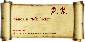 Pascus Nándor névjegykártya